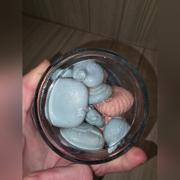Vintage 80s Shell Shaped Hand Soaps Blue & Pink In A Goose Decorated Jar NWOT - Picture 4 of 4